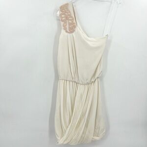Tibi One Shoulder Silk Grecian Goddess Mini Dress